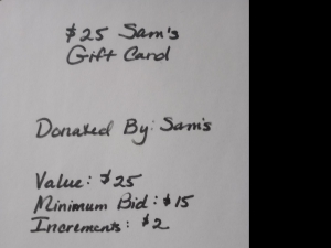 Secondary image for the Item #14 $25 Sam's Club Gift Card Auction Item