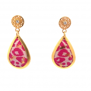Primary image for the Gold Leaf Pink Leopard Earrings Auction Item