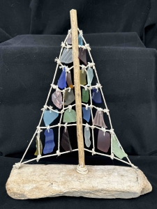 Primary image for the Beach Rock Glass/Driftwood Sailboat Auction Item