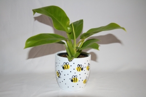 Primary image for the Ceramic Pot with Bee Decor and Plant - Room 2 Auction Item