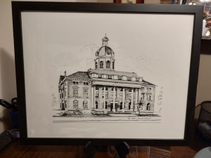 Primary image for the Framed second Jackson County Courthouse print by Jane Ludlum Pender Auction Item