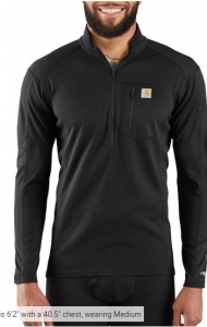 Primary image for the Carhartt MBL105 - Base Force® Midweight Base Layer Tech Quarter-Zip - BLACK - SIZE LARGE Auction Item