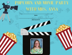 Primary image for the Popcorn and Movie Party with Mrs. Anna Auction Item