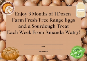 Primary image for the 3 Months of 1 Dozen Farm Fresh/Free Range Eggs and a Sourdough Treat Each Week Auction Item