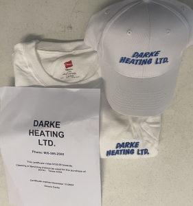 Secondary image for the Darke Heating Certificate For Service or Cleaning & a Hat and T-Shirt Auction Item