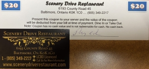 Primary image for the $20.00 Gift Card For Scenery Drive Restaurant Auction Item