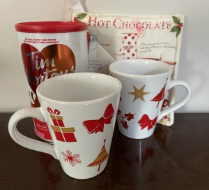 Primary image for the Two Christmas Mugs, Hot Chocolate, & Holder Auction Item