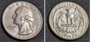 Primary image for the  1965 US BU Washington Quarter UNC Clad Auction Item