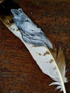 Primary image for the Hand Painted Feather Art  - Wolf (Large) Auction Item