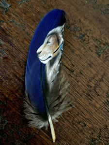 Primary image for the Hand Painted Feather Art  - Lion (Blue Feather) Auction Item