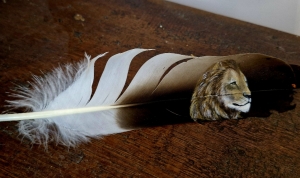 Primary image for the Hand Painted Feather Art  -Lion (Brown Feather) Auction Item