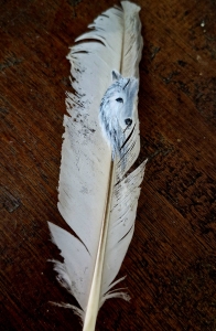 Primary image for the Hand Painted Feather Art  - Wolf (Small) Auction Item