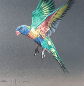 Primary image for the ORIGINAL  RAINBOW LORIKEET PAINTING BY PATRON FUZ CAFORIO Auction Item